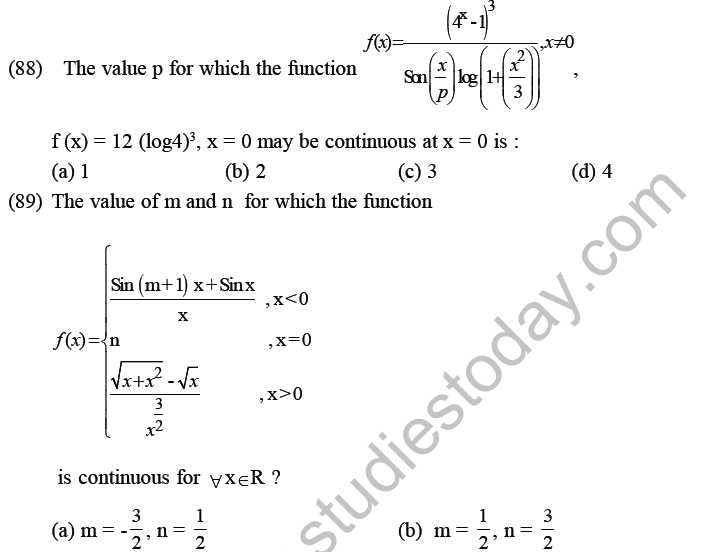 JEE Mathematics Limits Continuity And Differentiability MCQs Set B ...